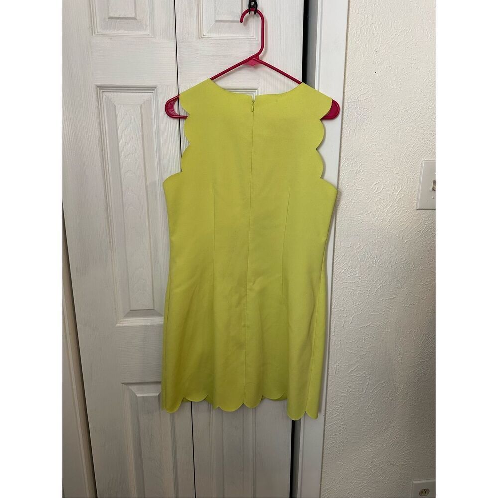 J. Crew Women's Scalloped Sleeveless Shift Dress Neon Yellow Size 8 - Picture 5 of 9